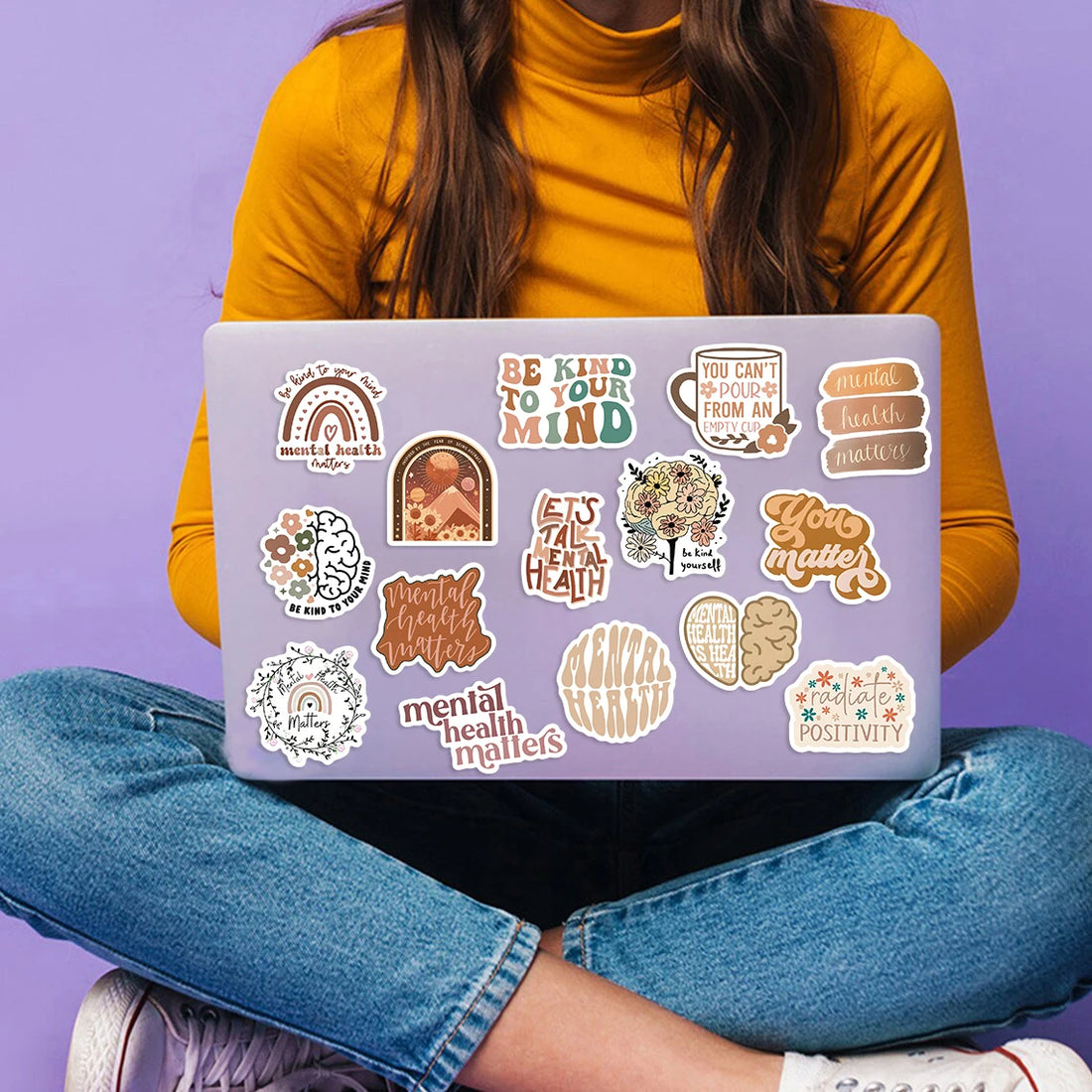 50pcs Mental Health Stickers – Graffiti Decals for Laptop, Water Bottle & More