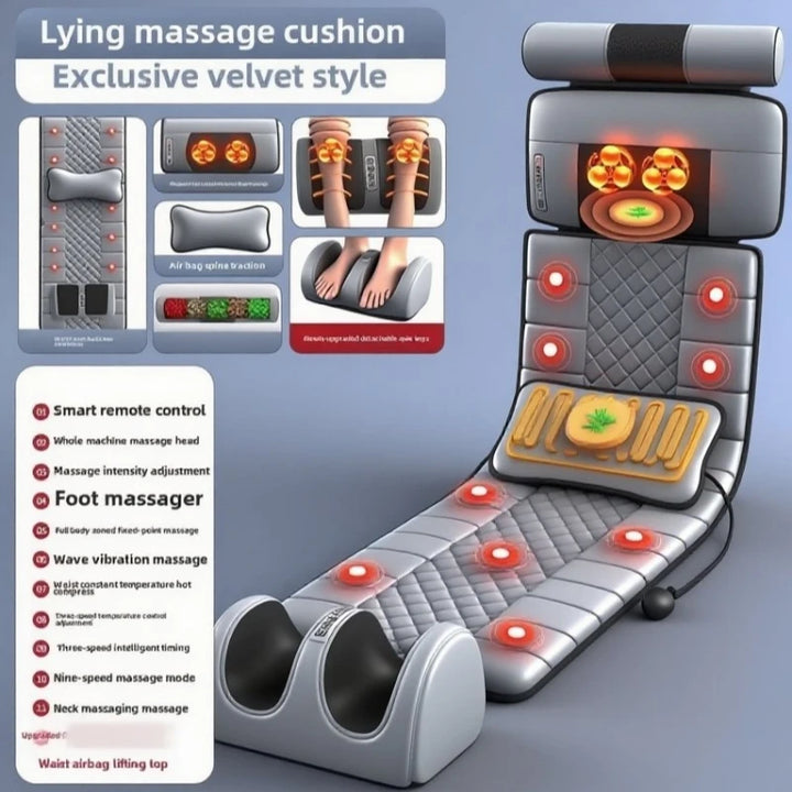 Full Body Massage Pad – 10-Zone Vibration with Heat & Kneading Pillow
