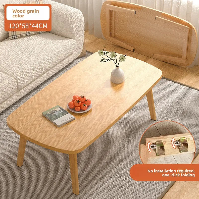 Foldable Solid Wood Coffee Table – Small Apartment Living Room Furniture