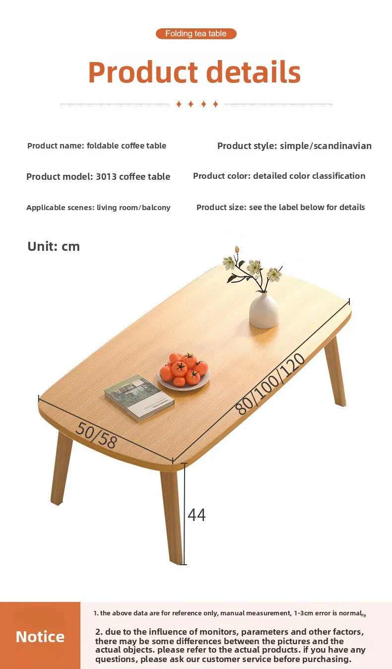 Foldable Solid Wood Coffee Table – Small Apartment Living Room Furniture