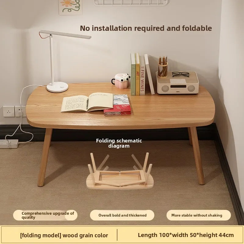 Foldable Solid Wood Coffee Table – Small Apartment Living Room Furniture
