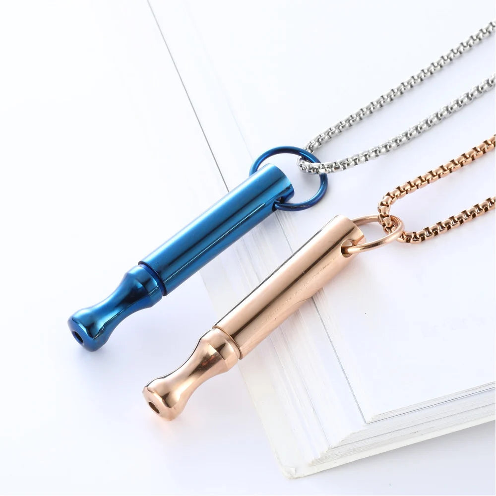 Breathwork Meditation Necklace Anti-Smoking Stainless Steel Whistle