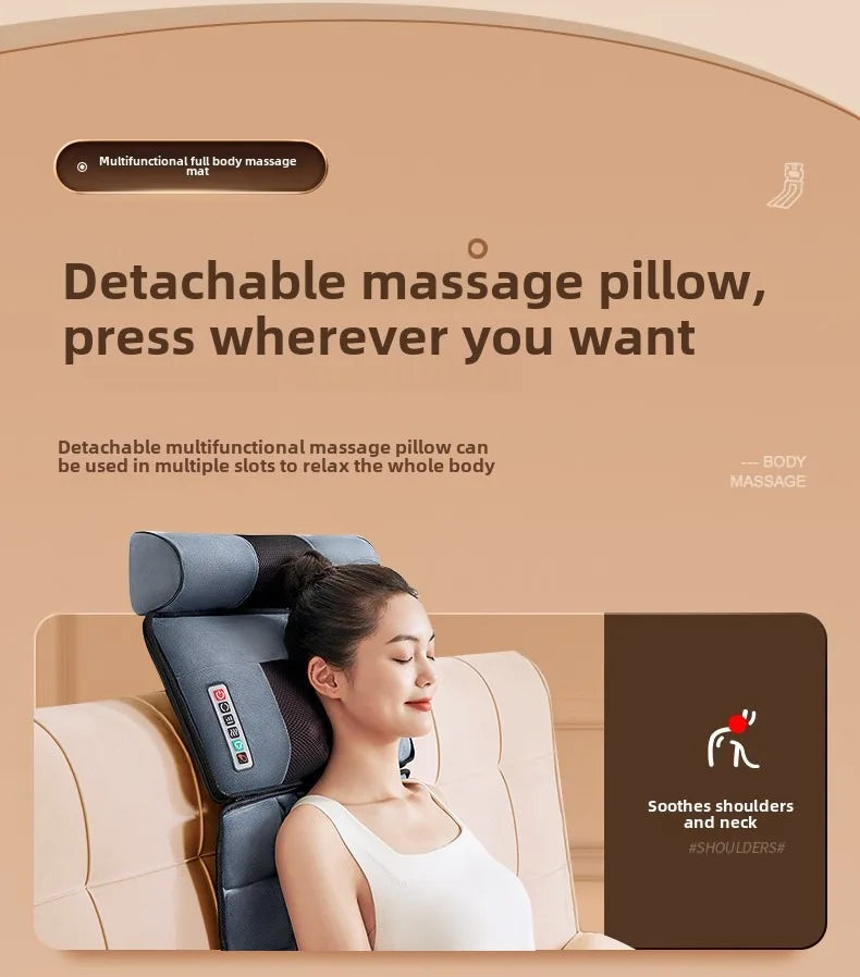 Full Body Massage Pad – 10-Zone Vibration with Heat & Kneading Pillow
