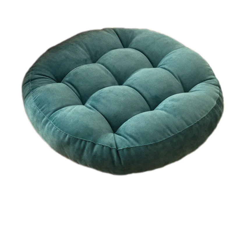 Round Grey Floor Cushion – Large Tufted Corduroy Seating Pillow