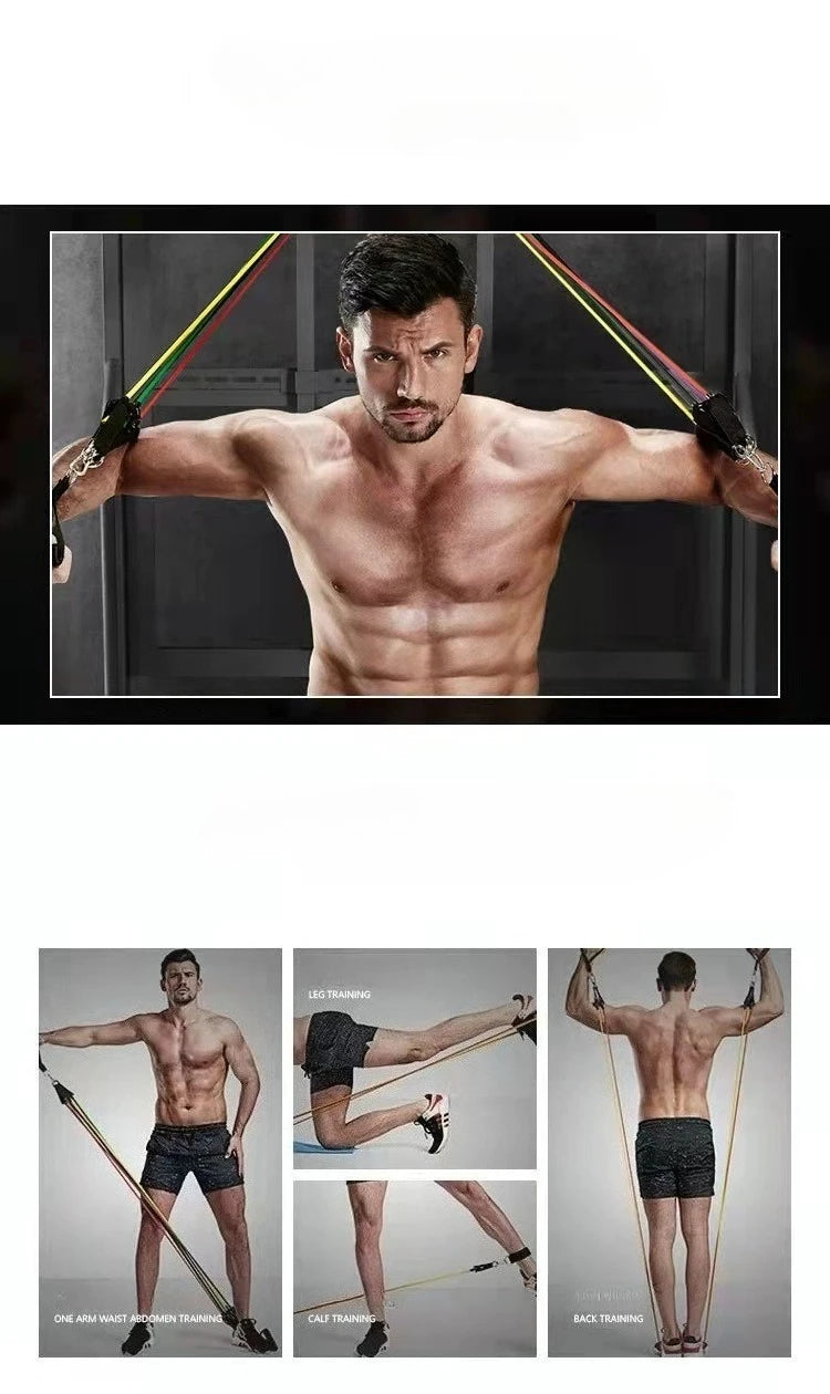 11-Piece Latex Resistance Band Set – Fitness Ropes for Yoga, Pilates & CrossFit