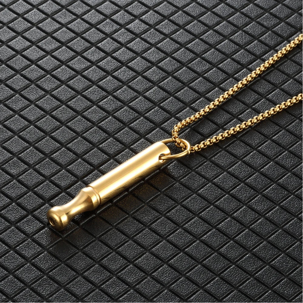 Breathwork Meditation Necklace Anti-Smoking Stainless Steel Whistle