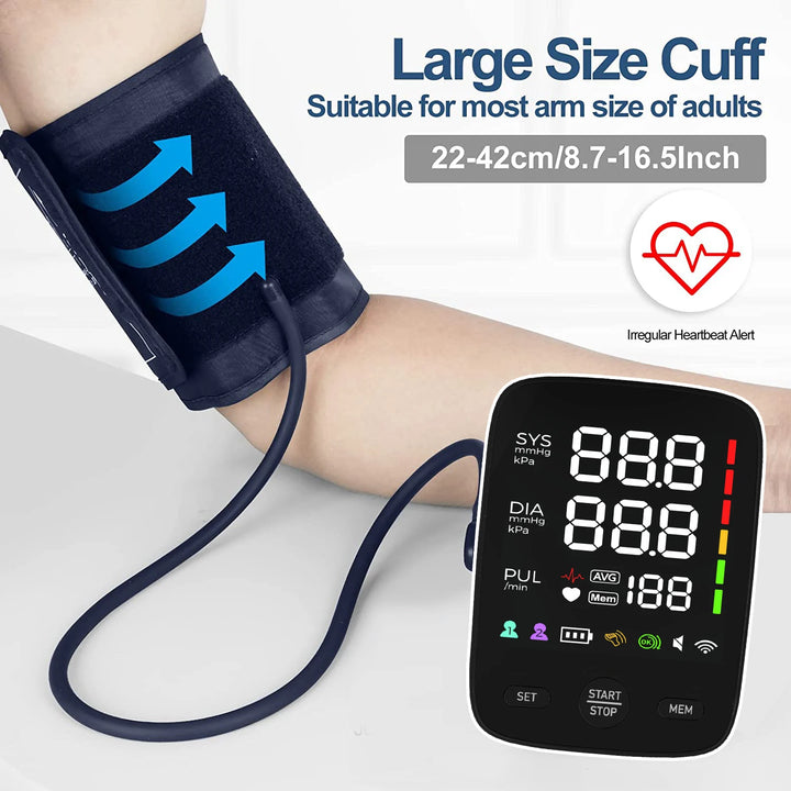 Kingclinic Upper Arm Blood Pressure Monitor – LED Backlit Screen with Adjustable Cuff