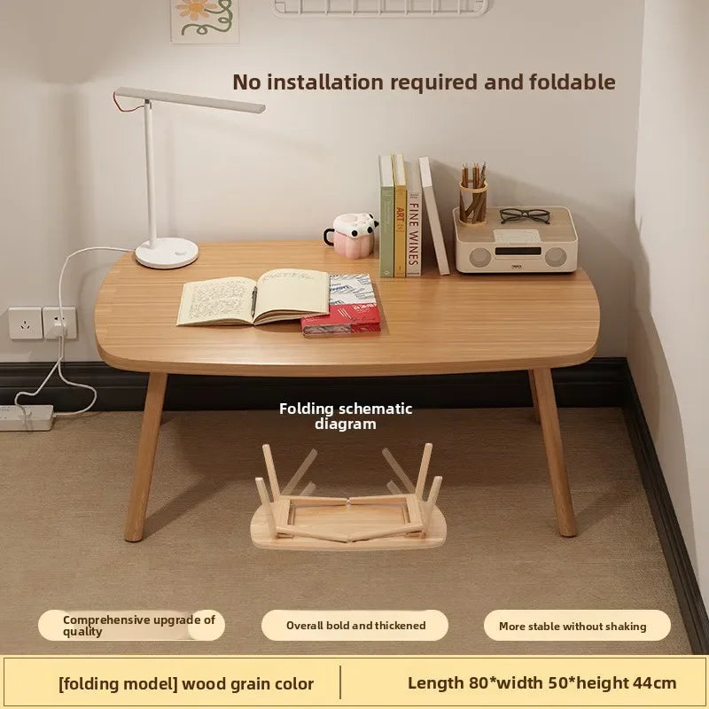 Foldable Solid Wood Coffee Table – Small Apartment Living Room Furniture