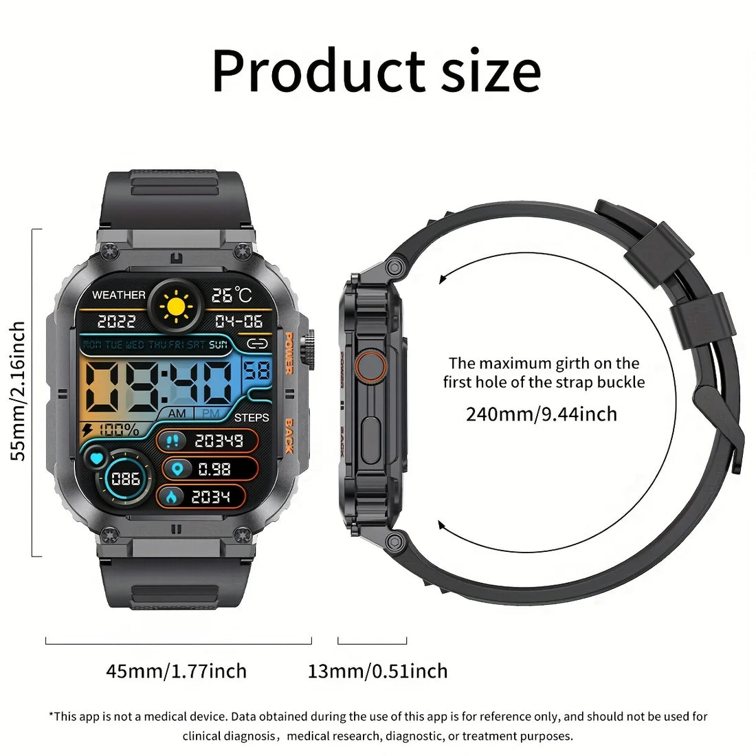LIGE 1.96” Bluetooth Call Smartwatch for Men
