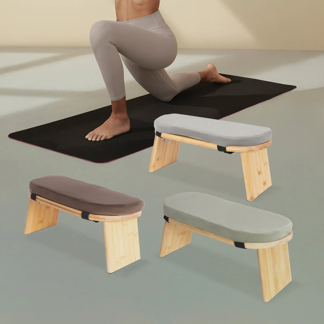 Foldable Bamboo Kneeling Bench for Meditation
