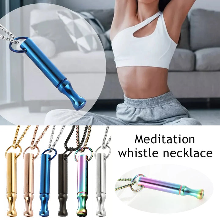 Breathwork Meditation Necklace Anti-Smoking Stainless Steel Whistle
