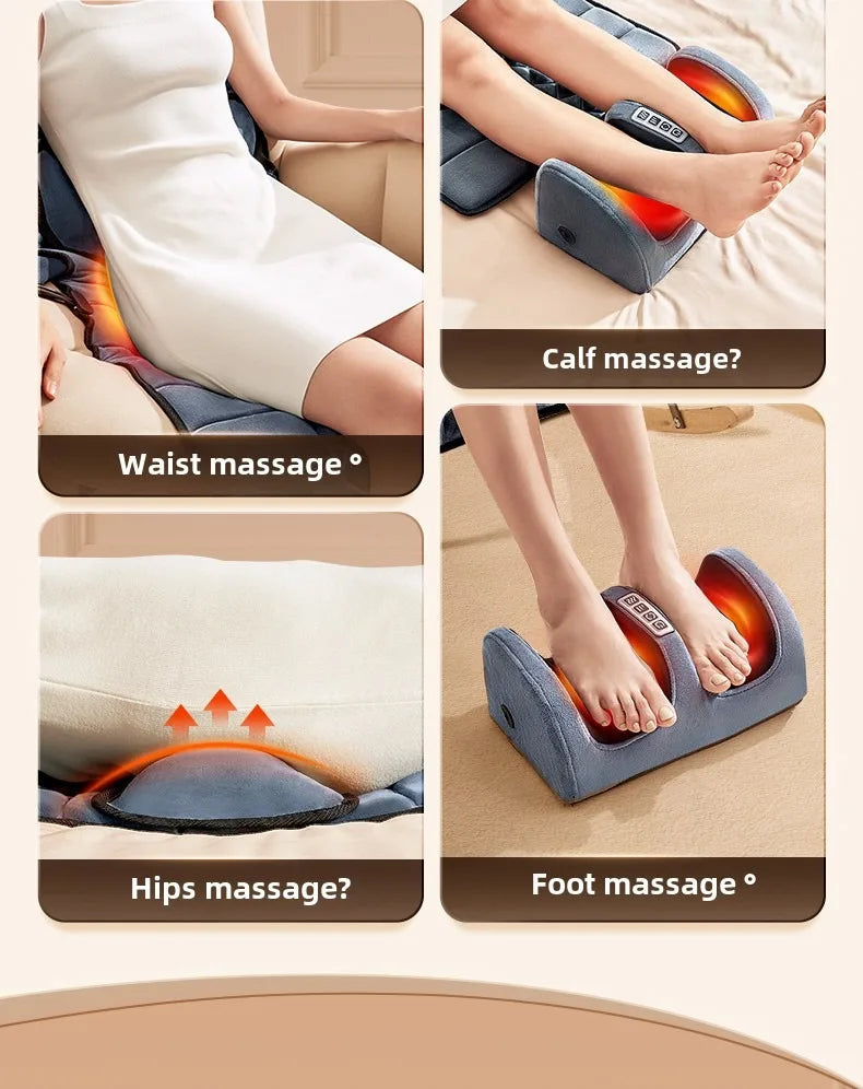 Full Body Massage Pad – 10-Zone Vibration with Heat & Kneading Pillow