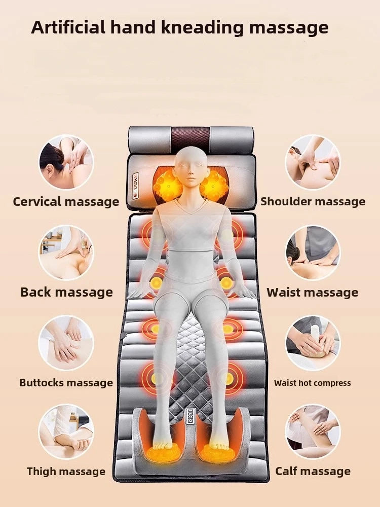 Full Body Massage Pad – 10-Zone Vibration with Heat & Kneading Pillow