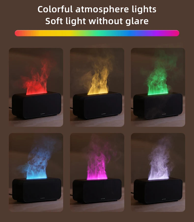 Mini Flame Aroma Diffuser – LED Humidifier with Timer & Colorful Lights