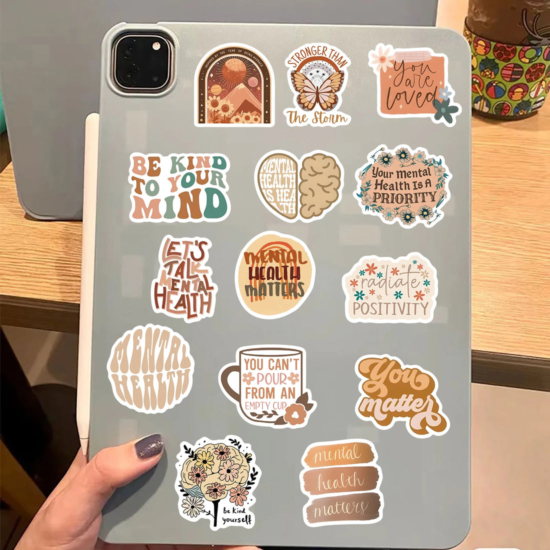 50pcs Mental Health Stickers – Graffiti Decals for Laptop, Water Bottle & More
