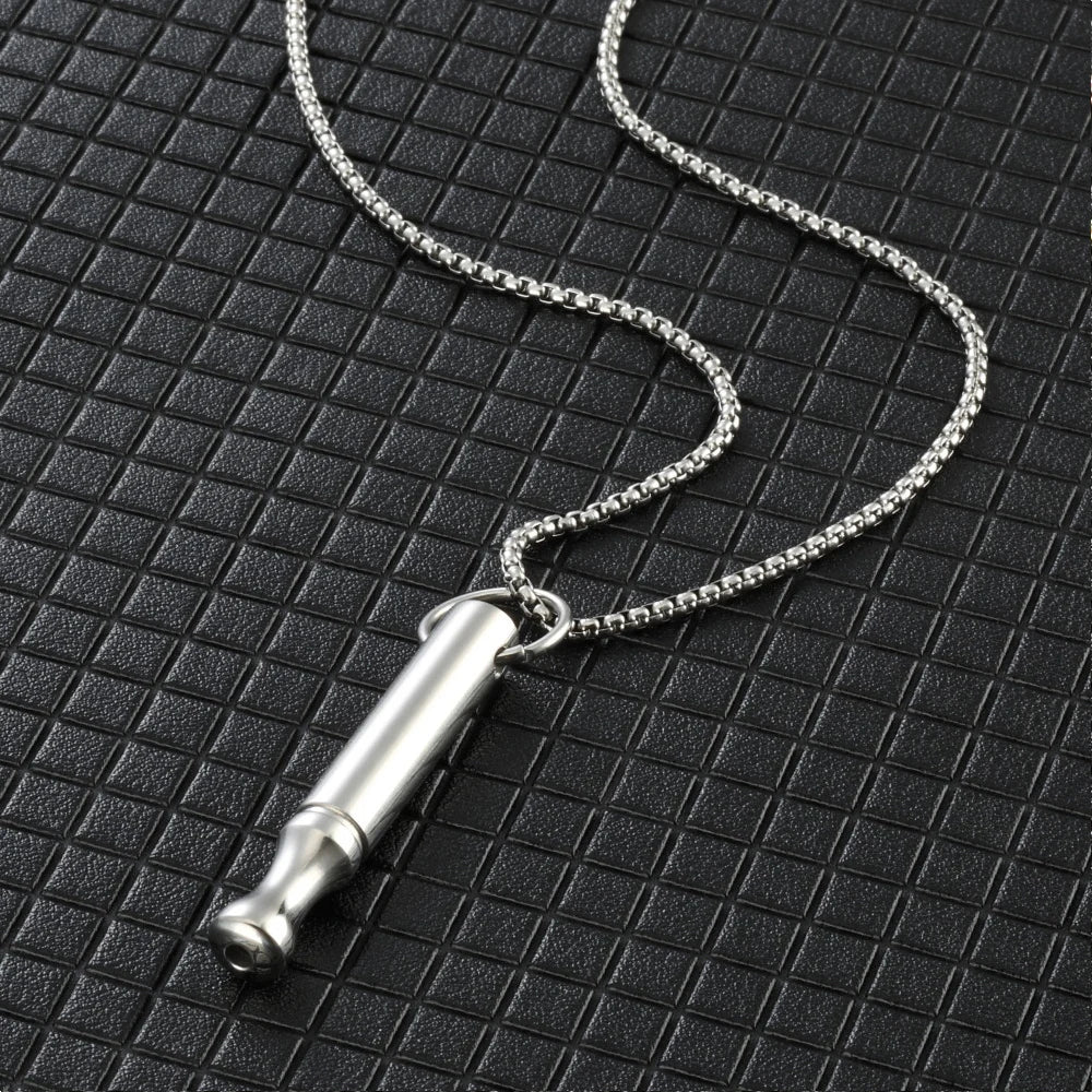 Breathwork Meditation Necklace Anti-Smoking Stainless Steel Whistle