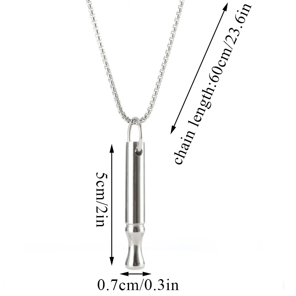 Breathwork Meditation Necklace Anti-Smoking Stainless Steel Whistle
