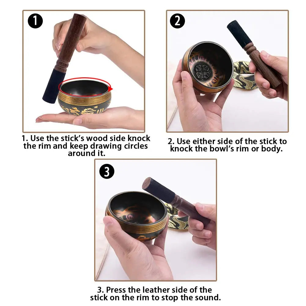 Tibetan Singing Bowl Set for Meditation & Healing