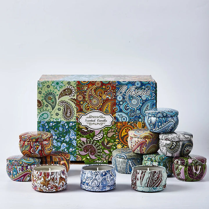 Obisesio 4pc & 12pc Scented Soy Candle Set – Aromatherapy Gift for Home & Friends