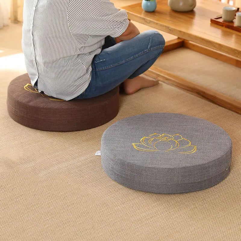 40x6cm Linen Meditation Cushion & Yoga Mat