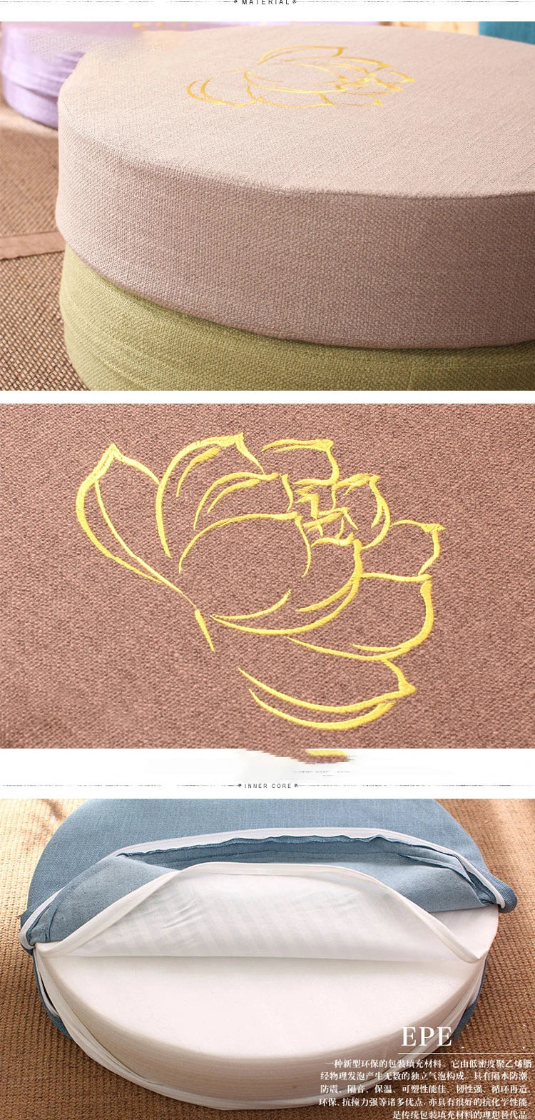 40x6cm Linen Meditation Cushion & Yoga Mat