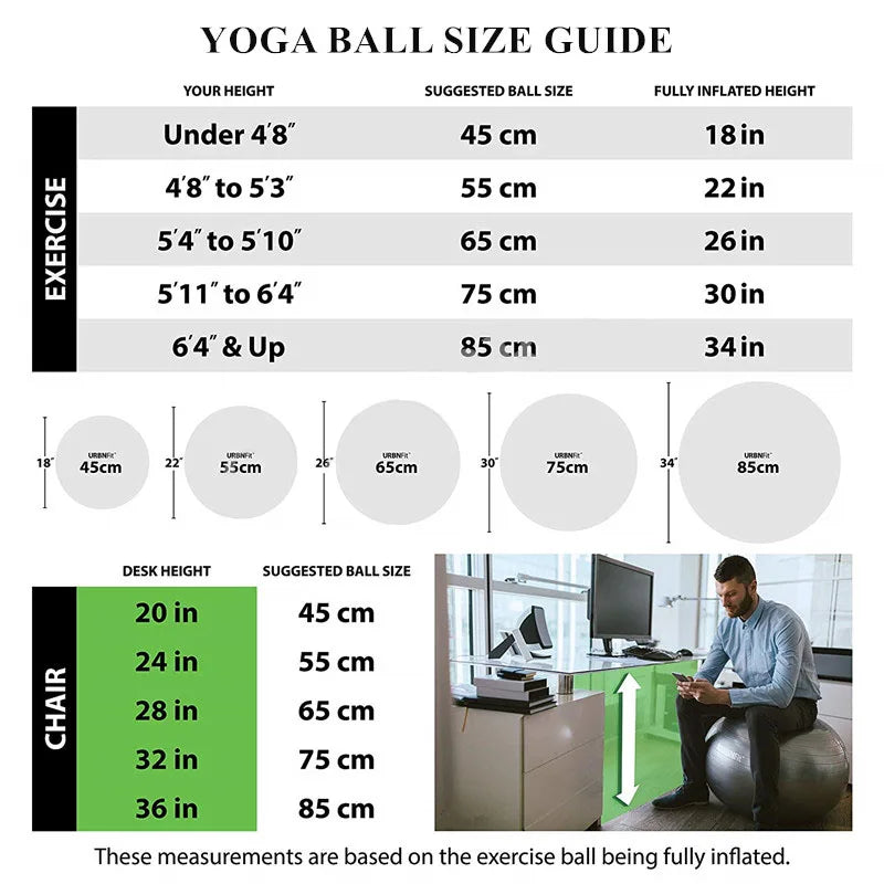 PVC Yoga Exercise Ball – Anti-Burst Balance Fitness Ball (45–95cm)
