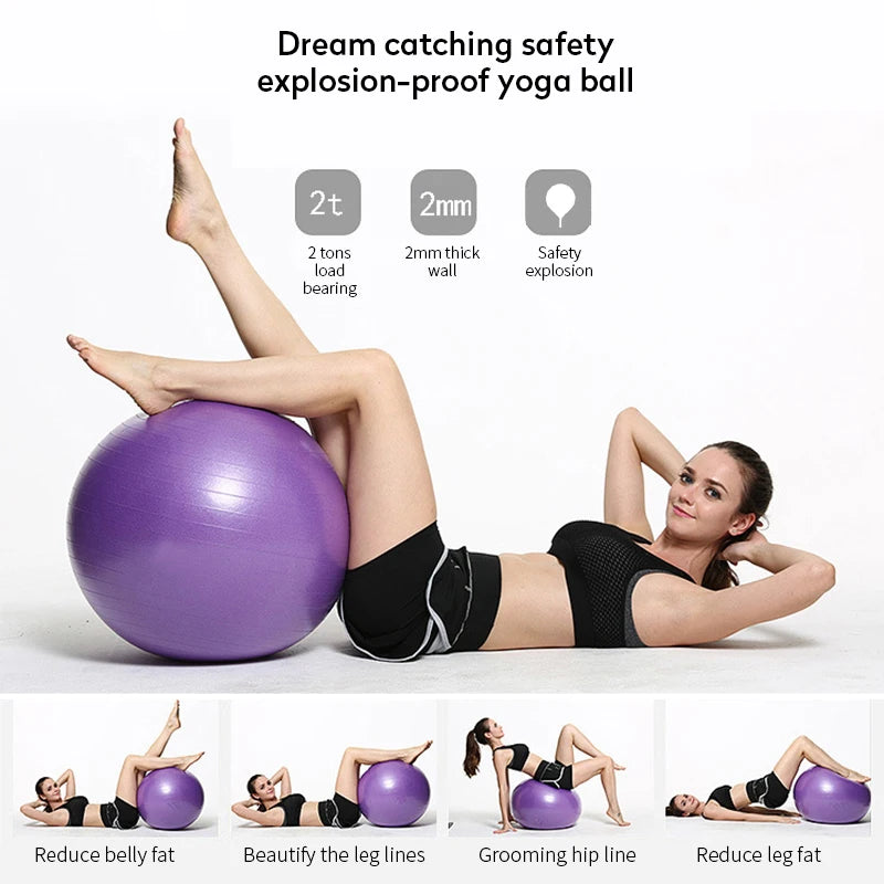 PVC Yoga Exercise Ball – Anti-Burst Balance Fitness Ball (45–95cm)