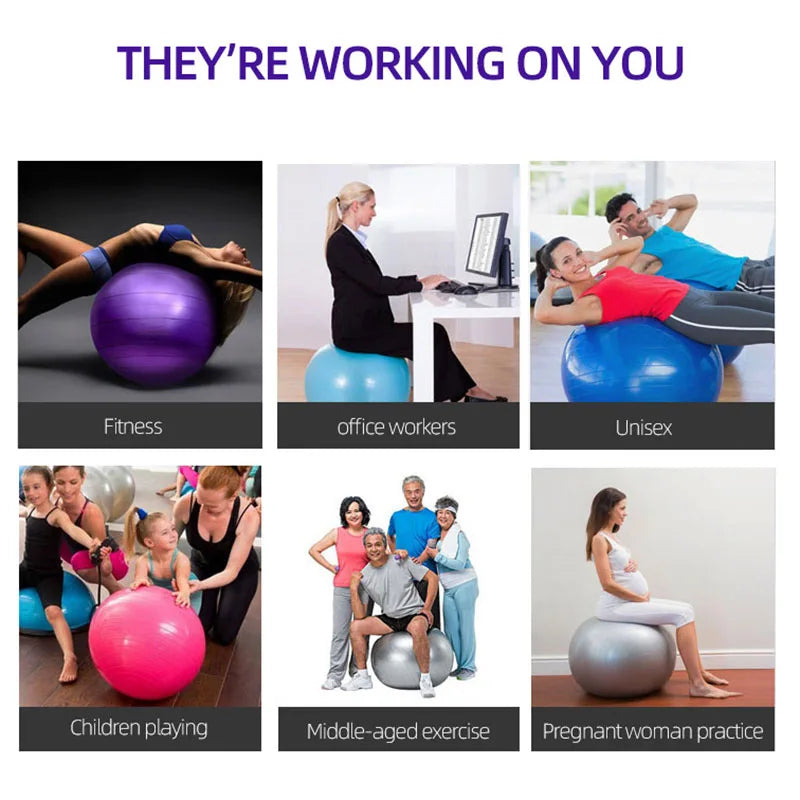 PVC Yoga Exercise Ball – Anti-Burst Balance Fitness Ball (45–95cm)