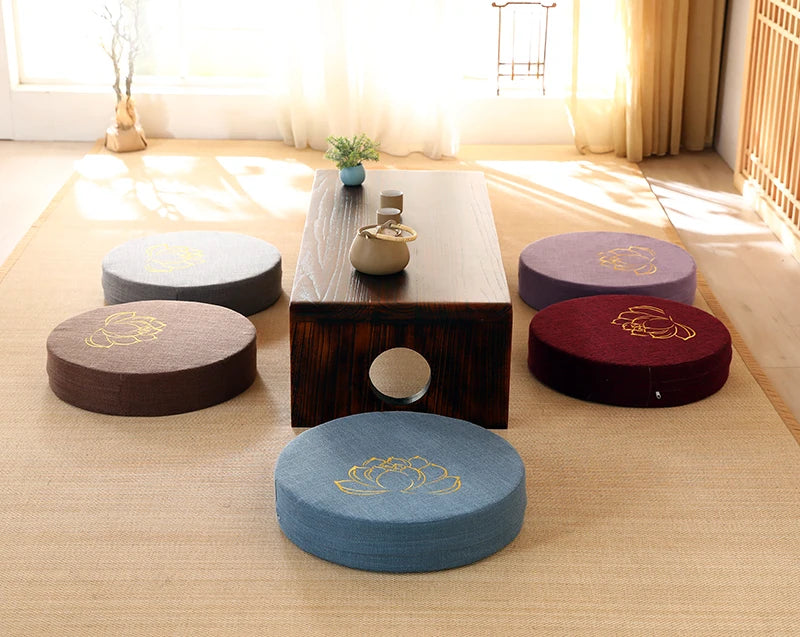 40x6cm Linen Meditation Cushion & Yoga Mat