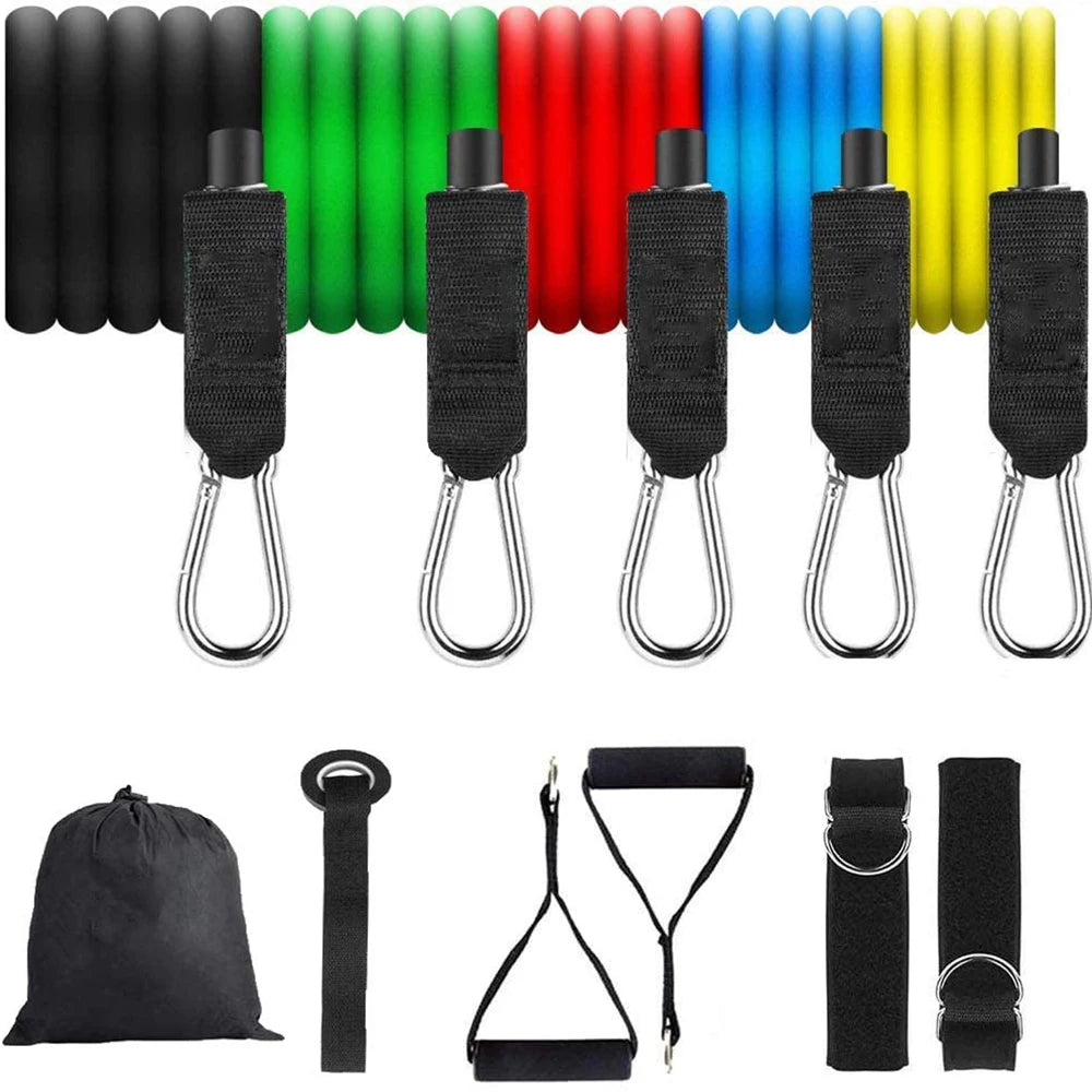 11-Piece Latex Resistance Band Set – Fitness Ropes for Yoga, Pilates & CrossFit
