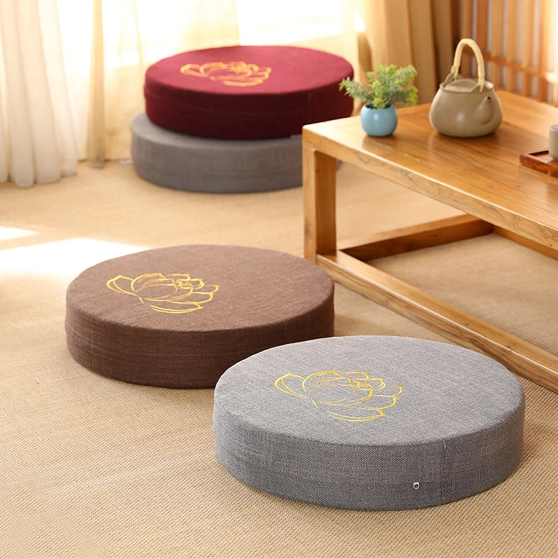 40x6cm Linen Meditation Cushion & Yoga Mat