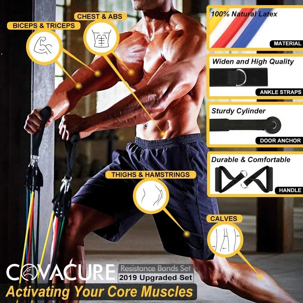 11-Piece Latex Resistance Band Set – Fitness Ropes for Yoga, Pilates & CrossFit