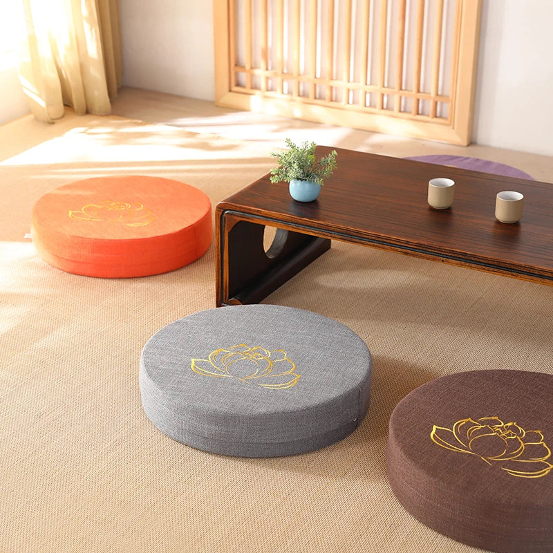 40x6cm Linen Meditation Cushion & Yoga Mat