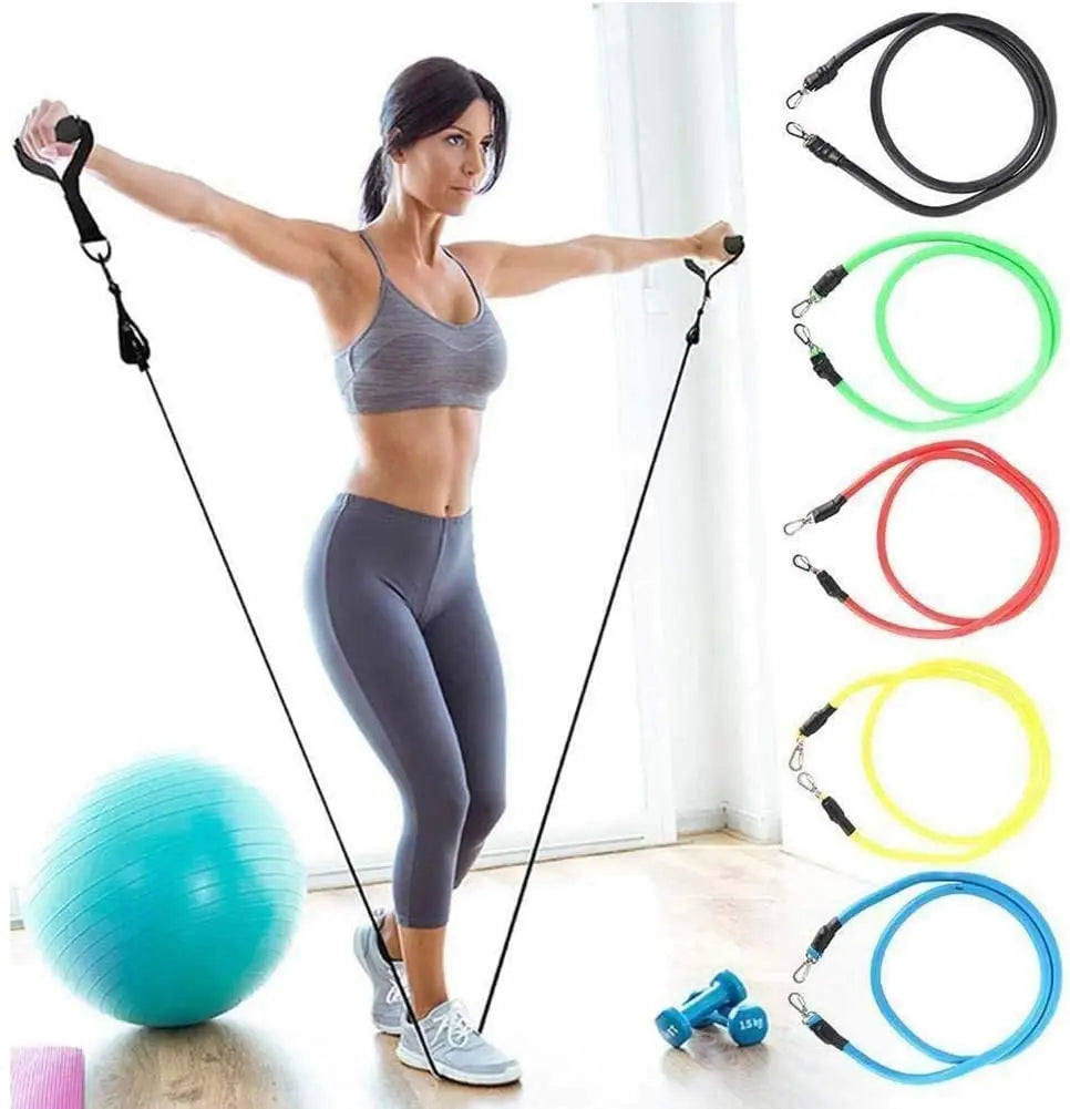 11-Piece Latex Resistance Band Set – Fitness Ropes for Yoga, Pilates & CrossFit