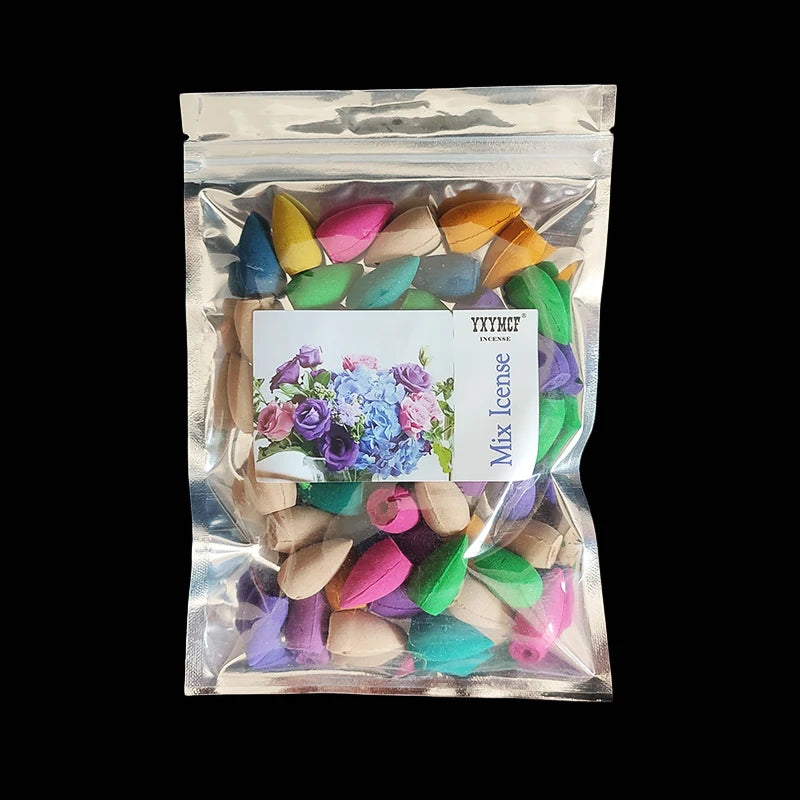 Backflow Incense Cones – Mixed Natural Scents for Waterfall Burners - 50pcs