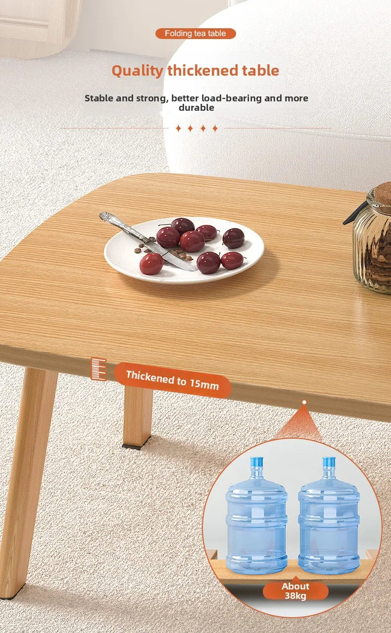Foldable Solid Wood Coffee Table – Small Apartment Living Room Furniture