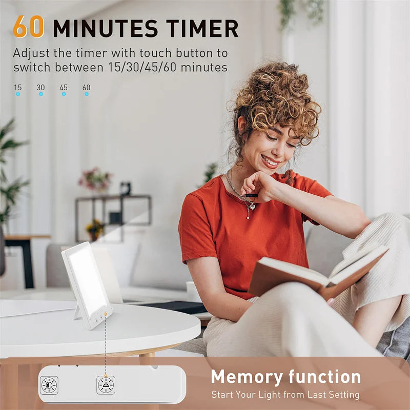 10,000 Lux Full Spectrum SAD Lamp – Adjustable Brightness & Color Temperature