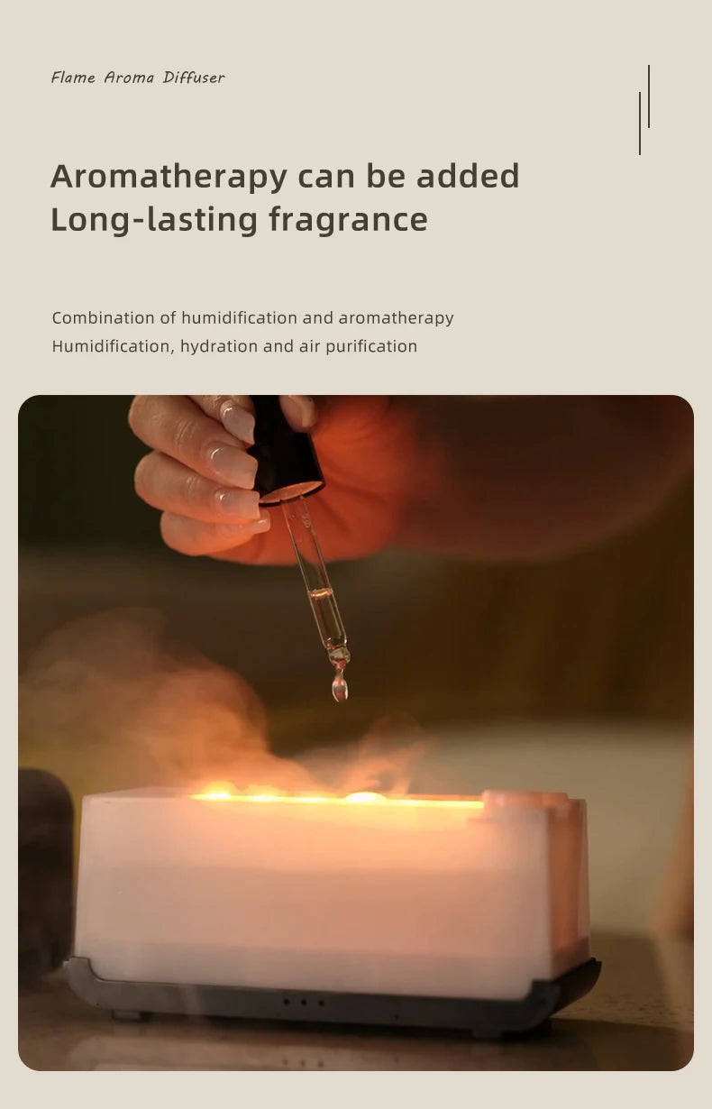 Mini Flame Aroma Diffuser – LED Humidifier with Timer & Colorful Lights