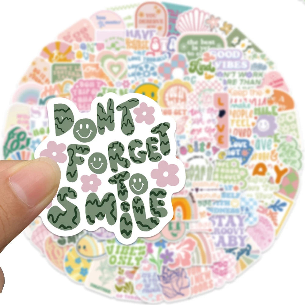 10–100pcs Pink Girl Power Stickers – Cute Inspirational Cartoon Decals