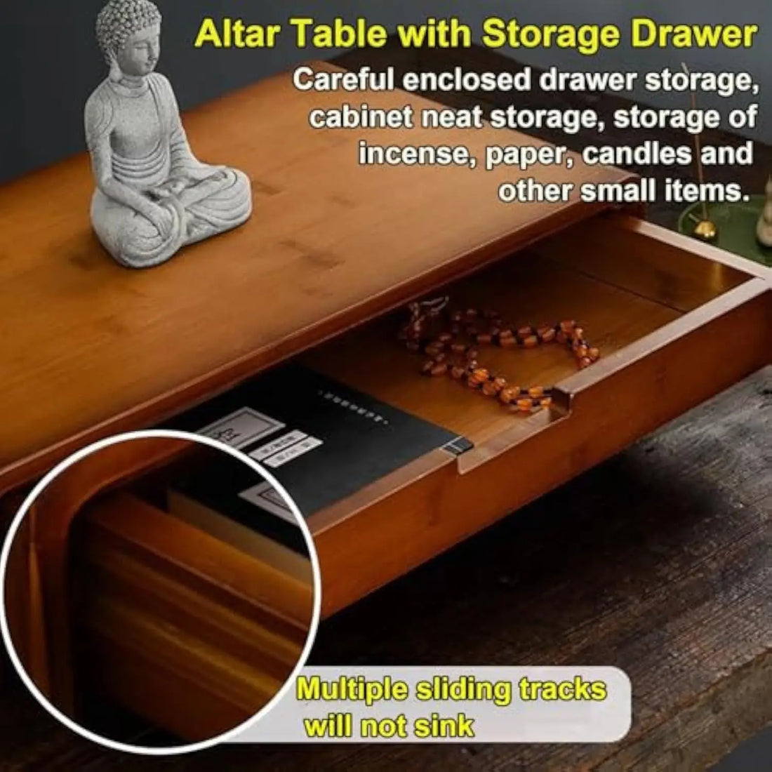 Altar Table with Storage for Meditation Shrine
