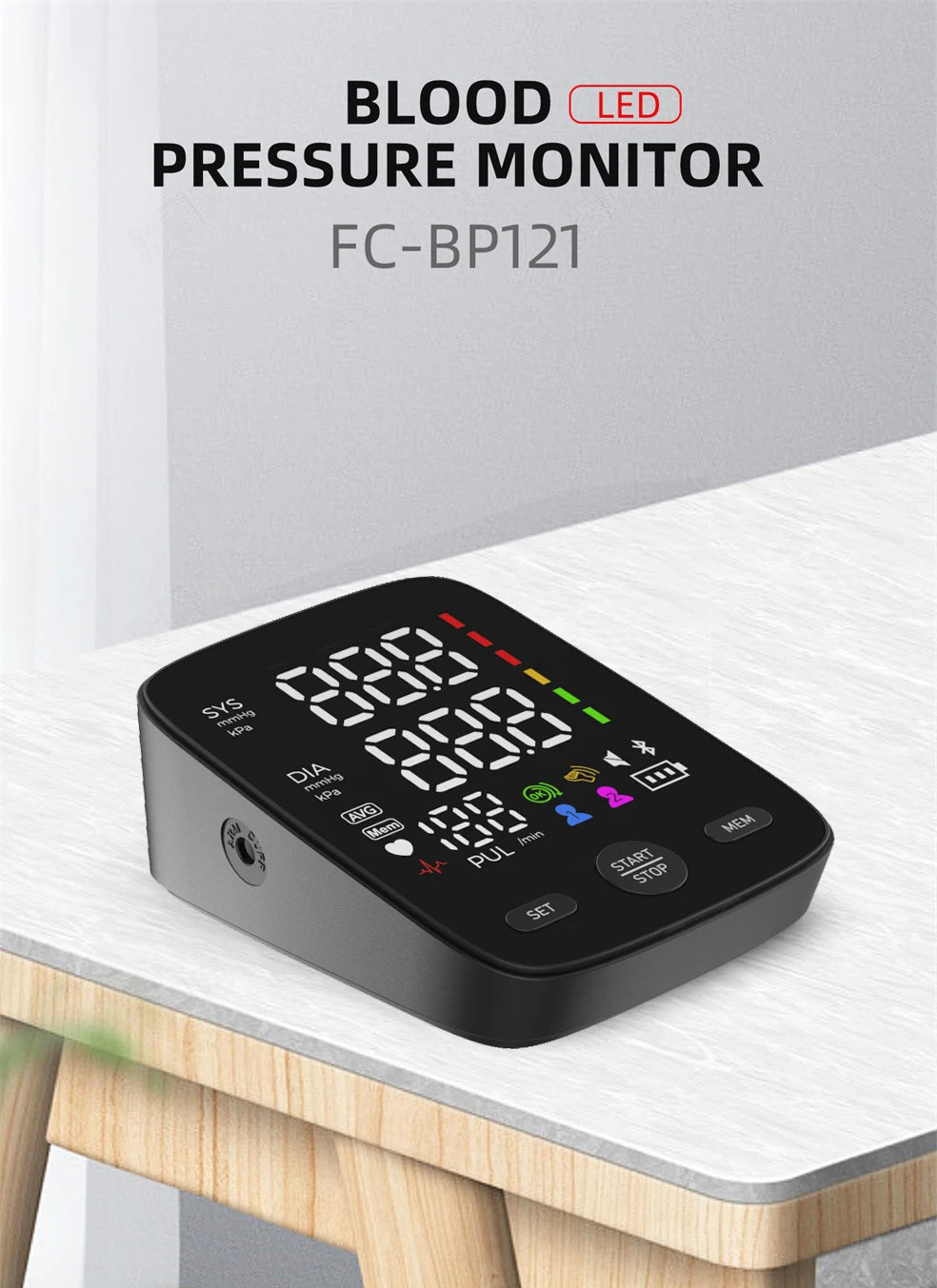 Kingclinic Upper Arm Blood Pressure Monitor – LED Backlit Screen with Adjustable Cuff