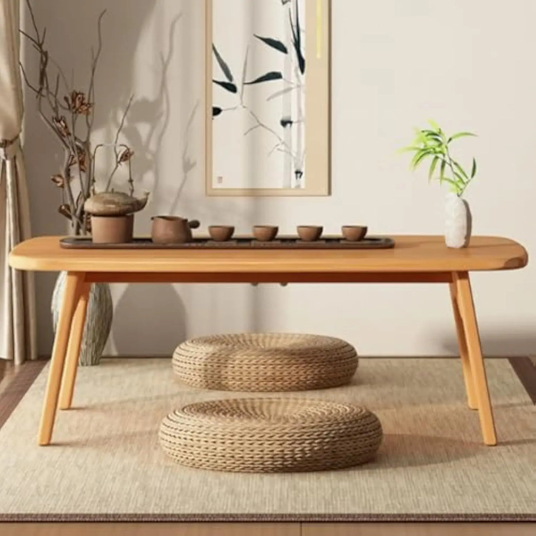 Japanese Folding Floor Table – Bamboo Low Coffee Table