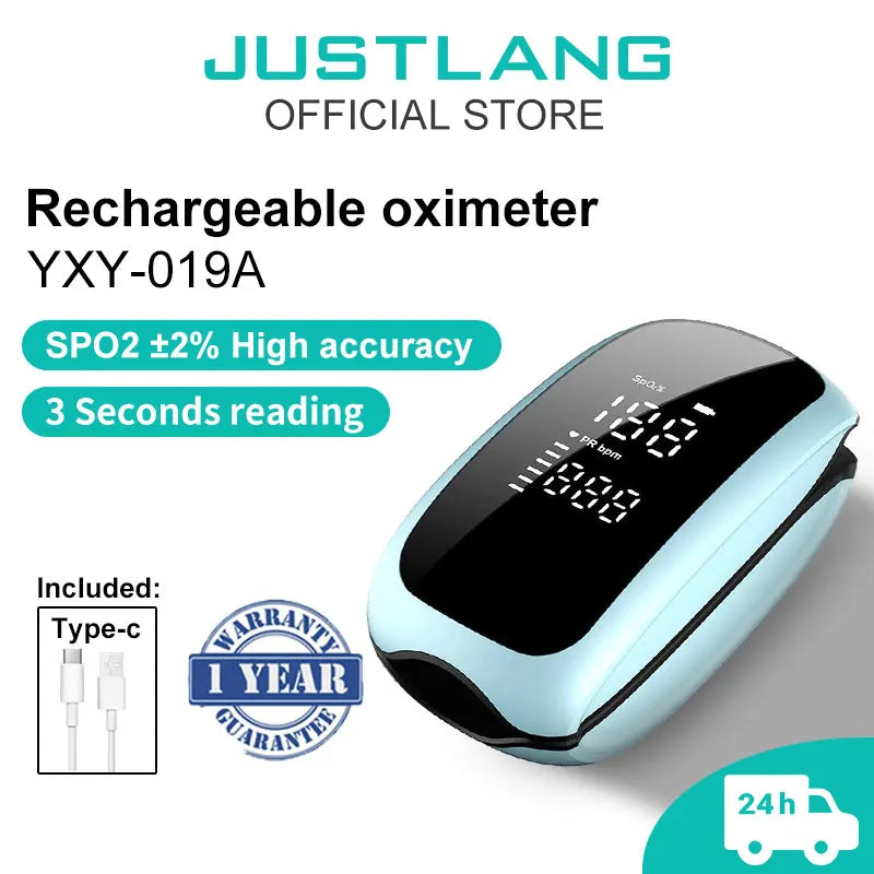 Rechargeable Finger Pulse Oximeter – Digital SpO2 & Heart Rate Monitor