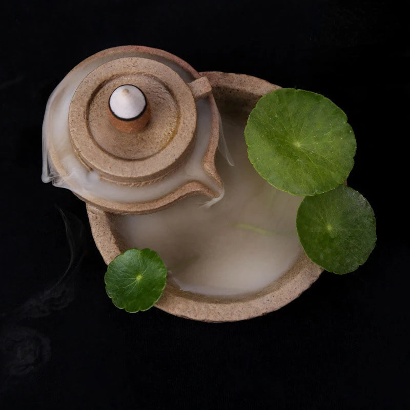 Ceramic Backflow Incense Burner – Zen Home & Yoga Decor (No Incense Included)