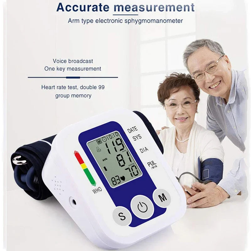 Digital Upper Arm Blood Pressure Monitor – Portable Automatic Tonometer