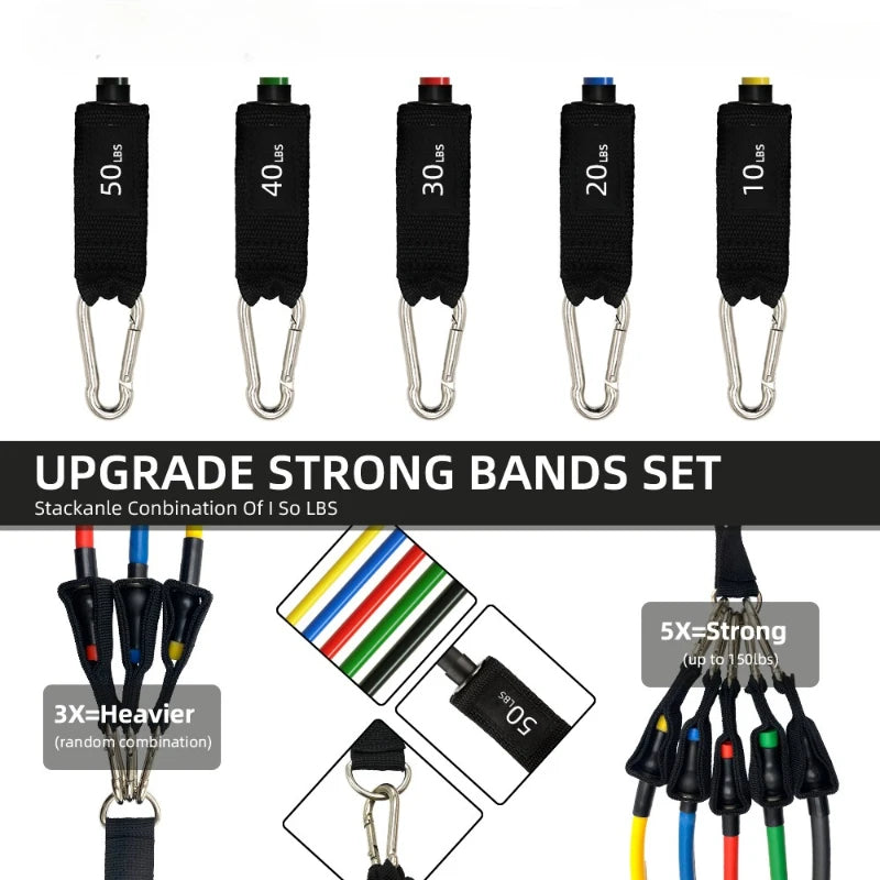 11-Piece Latex Resistance Band Set – Fitness Ropes for Yoga, Pilates & CrossFit