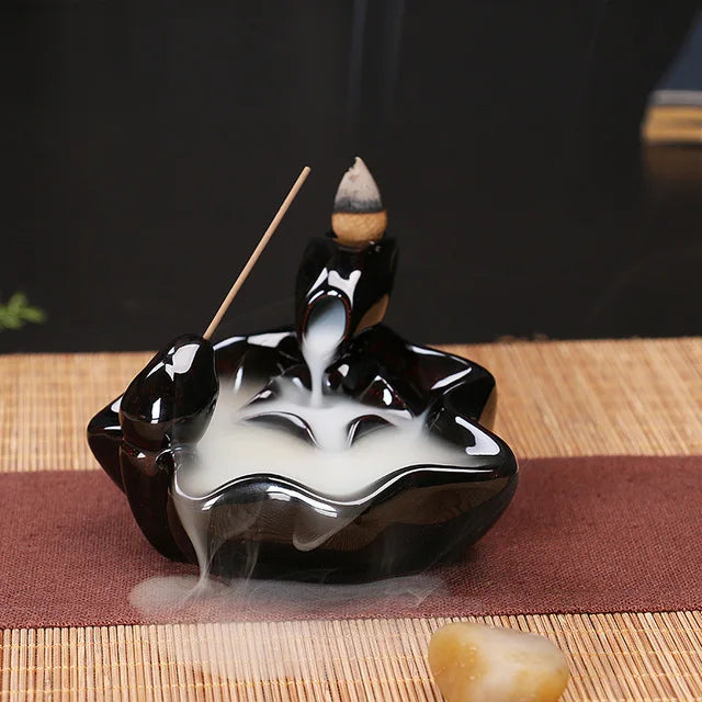 Ceramic Backflow Incense Burner – Zen Home & Yoga Decor (No Incense Included)