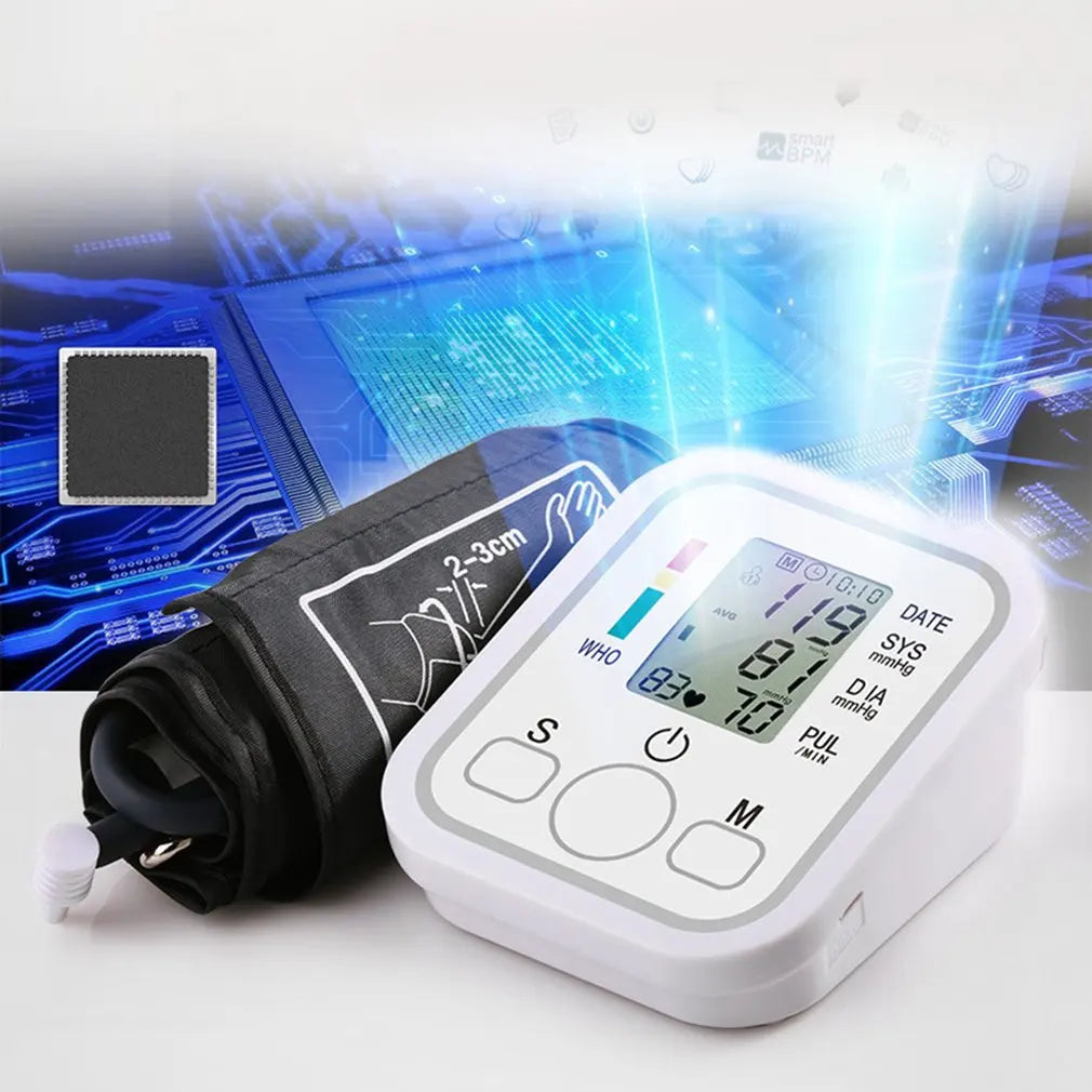 Digital Upper Arm Blood Pressure Monitor – Portable Automatic Tonometer