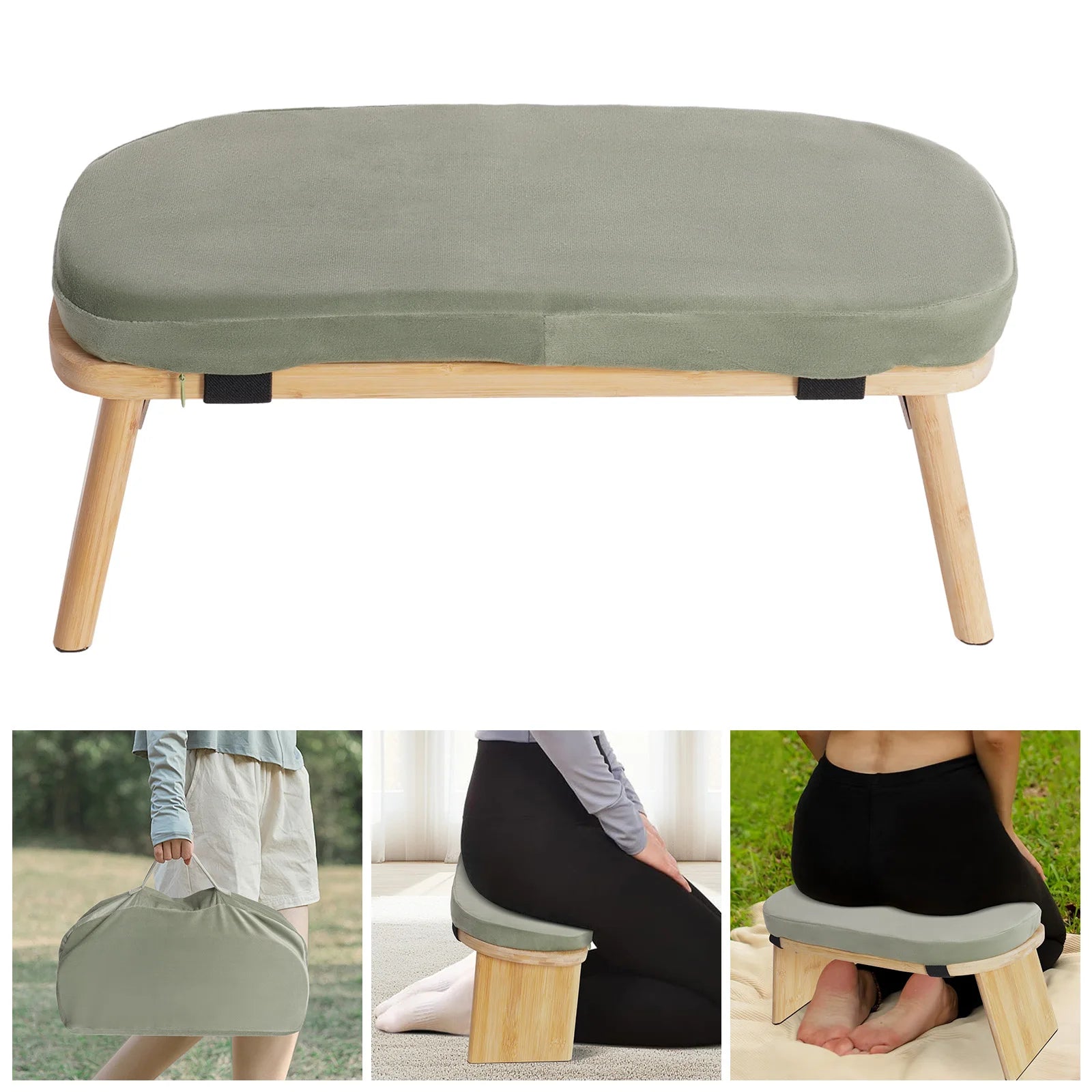 Foldable Bamboo Kneeling Bench for Meditation