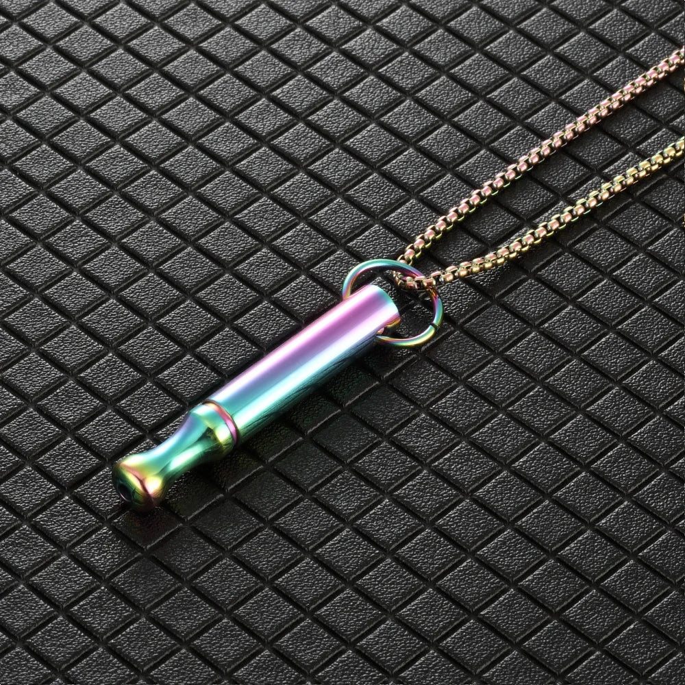 Breathwork Meditation Necklace Anti-Smoking Stainless Steel Whistle